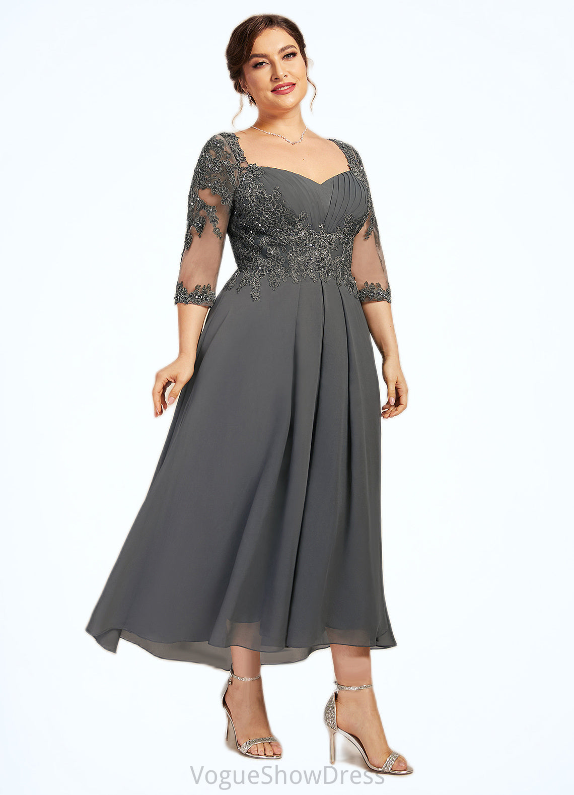 Madyson A-Line Sweetheart Asymmetrical Chiffon Lace Mother of the Bride Dress With Beading Sequins DL126P0014579