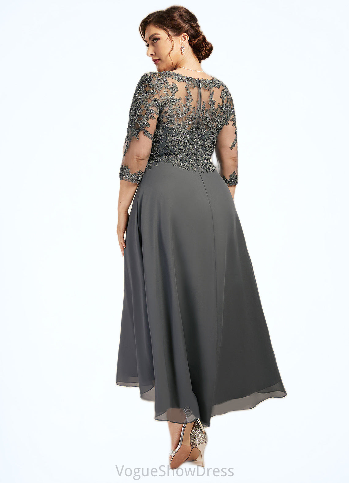 Madyson A-Line Sweetheart Asymmetrical Chiffon Lace Mother of the Bride Dress With Beading Sequins DL126P0014579