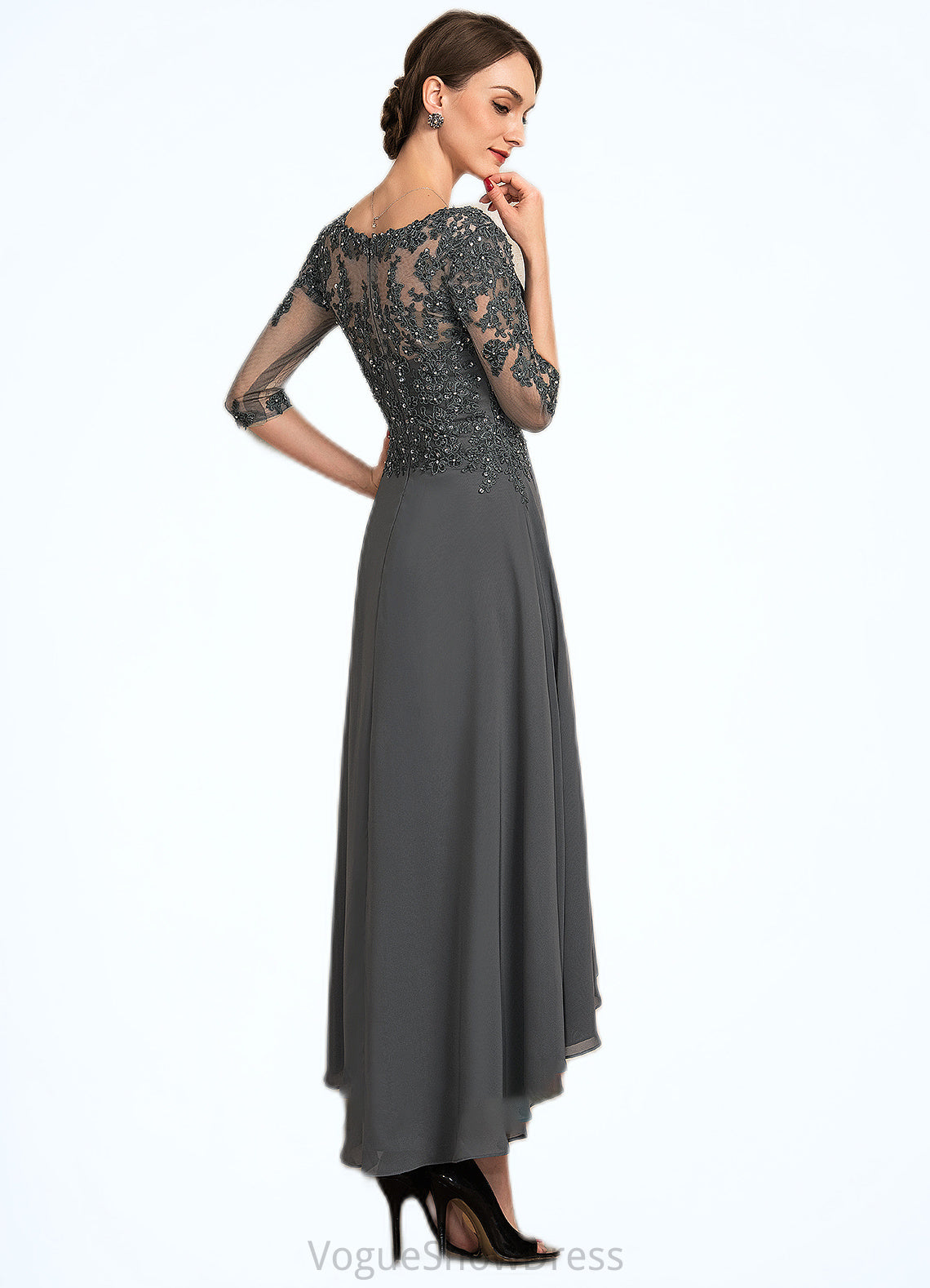 Madyson A-Line Sweetheart Asymmetrical Chiffon Lace Mother of the Bride Dress With Beading Sequins DL126P0014579