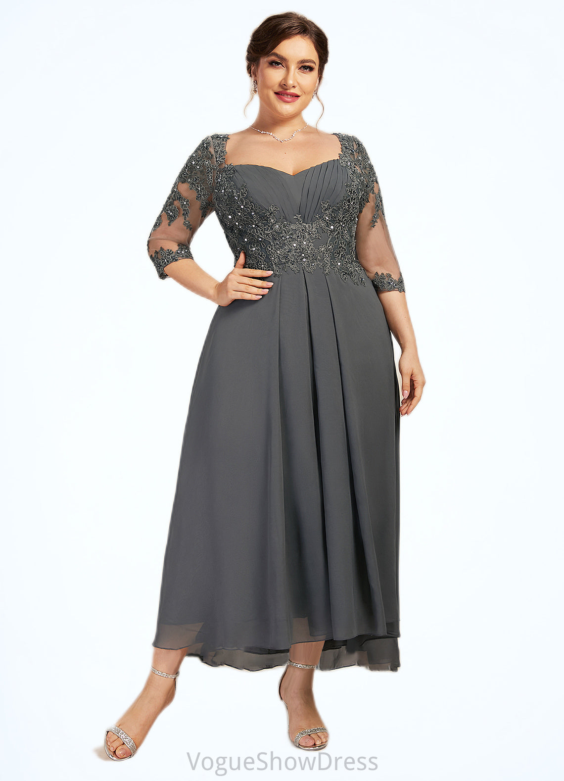 Madyson A-Line Sweetheart Asymmetrical Chiffon Lace Mother of the Bride Dress With Beading Sequins DL126P0014579