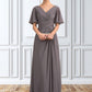 Carlee A-Line V-neck Floor-Length Chiffon Mother of the Bride Dress With Ruffle DL126P0014581