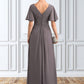 Carlee A-Line V-neck Floor-Length Chiffon Mother of the Bride Dress With Ruffle DL126P0014581