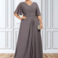 Carlee A-Line V-neck Floor-Length Chiffon Mother of the Bride Dress With Ruffle DL126P0014581