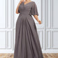 Carlee A-Line V-neck Floor-Length Chiffon Mother of the Bride Dress With Ruffle DL126P0014581