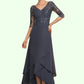 Paisley A-line V-Neck Asymmetrical Chiffon Lace Mother of the Bride Dress With Beading Sequins DL126P0014584