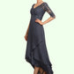 Paisley A-line V-Neck Asymmetrical Chiffon Lace Mother of the Bride Dress With Beading Sequins DL126P0014584