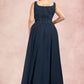 Alyvia A-Line Square Neckline Floor-Length Chiffon Lace Mother of the Bride Dress With Sequins DL126P0014587