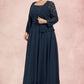 Alyvia A-Line Square Neckline Floor-Length Chiffon Lace Mother of the Bride Dress With Sequins DL126P0014587