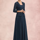 Alyvia A-Line Square Neckline Floor-Length Chiffon Lace Mother of the Bride Dress With Sequins DL126P0014587