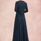 Alyvia A-Line Square Neckline Floor-Length Chiffon Lace Mother of the Bride Dress With Sequins DL126P0014587