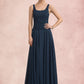 Alyvia A-Line Square Neckline Floor-Length Chiffon Lace Mother of the Bride Dress With Sequins DL126P0014587