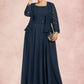 Alyvia A-Line Square Neckline Floor-Length Chiffon Lace Mother of the Bride Dress With Sequins DL126P0014587