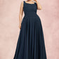 Alyvia A-Line Square Neckline Floor-Length Chiffon Lace Mother of the Bride Dress With Sequins DL126P0014587