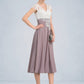 Kaelyn A-Line V-neck Tea-Length Chiffon Lace Mother of the Bride Dress DL126P0014588