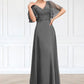 Nadine A-line V-Neck Floor-Length Chiffon Lace Mother of the Bride Dress With Beading Sequins DL126P0014589