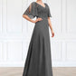 Nadine A-line V-Neck Floor-Length Chiffon Lace Mother of the Bride Dress With Beading Sequins DL126P0014589