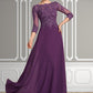 Harper A-Line Scoop Neck Floor-Length Chiffon Lace Mother of the Bride Dress With Sequins DL126P0014590