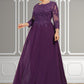 Harper A-Line Scoop Neck Floor-Length Chiffon Lace Mother of the Bride Dress With Sequins DL126P0014590