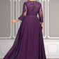 Harper A-Line Scoop Neck Floor-Length Chiffon Lace Mother of the Bride Dress With Sequins DL126P0014590