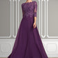 Harper A-Line Scoop Neck Floor-Length Chiffon Lace Mother of the Bride Dress With Sequins DL126P0014590