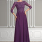 Harper A-Line Scoop Neck Floor-Length Chiffon Lace Mother of the Bride Dress With Sequins DL126P0014590