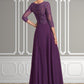 Harper A-Line Scoop Neck Floor-Length Chiffon Lace Mother of the Bride Dress With Sequins DL126P0014590