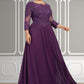 Harper A-Line Scoop Neck Floor-Length Chiffon Lace Mother of the Bride Dress With Sequins DL126P0014590