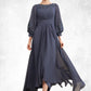 Piper A-Line Scoop Neck Asymmetrical Chiffon Mother of the Bride Dress With Ruffle Appliques Lace DL126P0014592