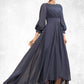 Piper A-Line Scoop Neck Asymmetrical Chiffon Mother of the Bride Dress With Ruffle Appliques Lace DL126P0014592