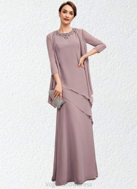 Faith A-Line Scoop Neck Floor-Length Chiffon Mother of the Bride Dress With Beading DL126P0014593