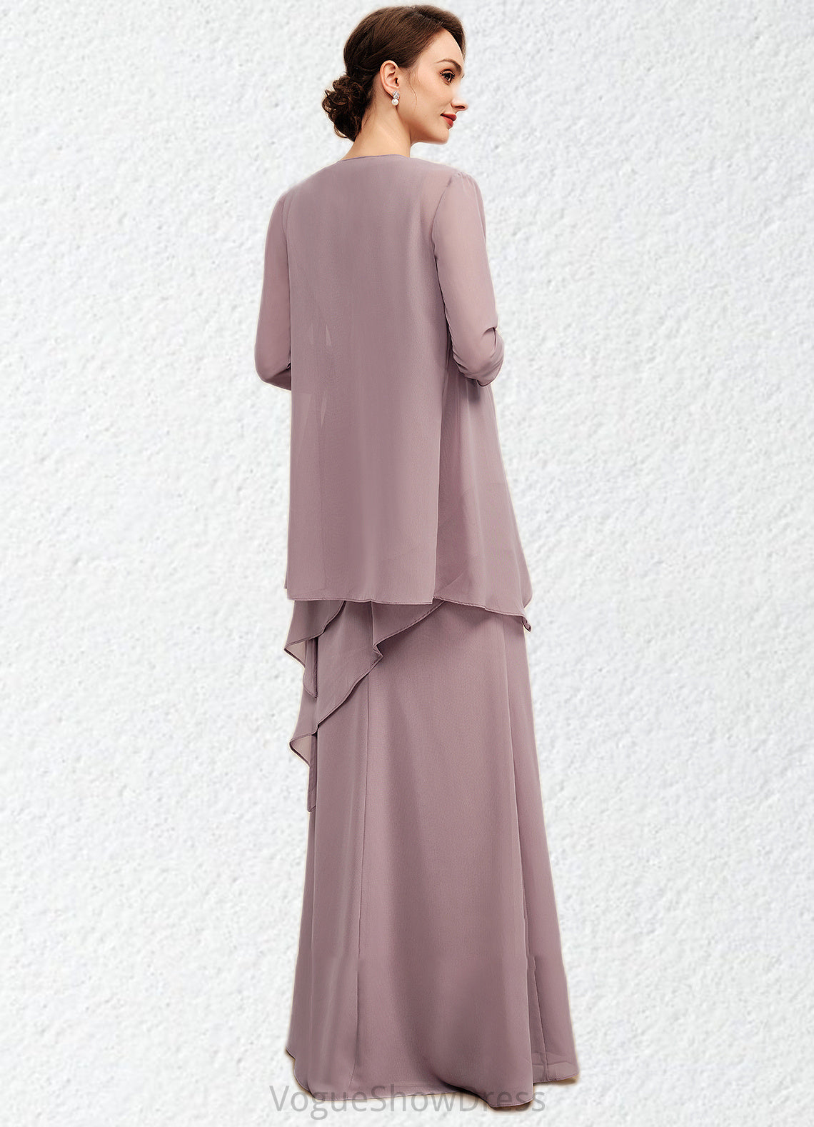 Faith A-Line Scoop Neck Floor-Length Chiffon Mother of the Bride Dress With Beading DL126P0014593