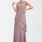 Faith A-Line Scoop Neck Floor-Length Chiffon Mother of the Bride Dress With Beading DL126P0014593