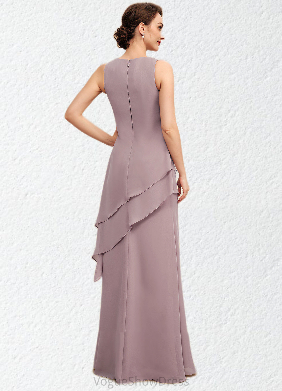 Faith A-Line Scoop Neck Floor-Length Chiffon Mother of the Bride Dress With Beading DL126P0014593