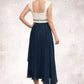 Valentina A-Line Square Neckline Tea-Length Chiffon Mother of the Bride Dress With Beading Sequins Pleated DL126P0014594