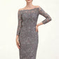 Tianna Sheath/Column Off-the-Shoulder Knee-Length Lace Mother of the Bride Dress DL126P0014595