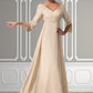 Teagan Empire V-neck Floor-Length Chiffon Mother of the Bride Dress With Ruffle Beading DL126P0014597