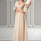 Teagan Empire V-neck Floor-Length Chiffon Mother of the Bride Dress With Ruffle Beading DL126P0014597