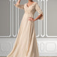 Teagan Empire V-neck Floor-Length Chiffon Mother of the Bride Dress With Ruffle Beading DL126P0014597