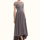 Lilianna A-Line Scoop Neck Asymmetrical Chiffon Lace Mother of the Bride Dress With Beading Sequins DL126P0014599