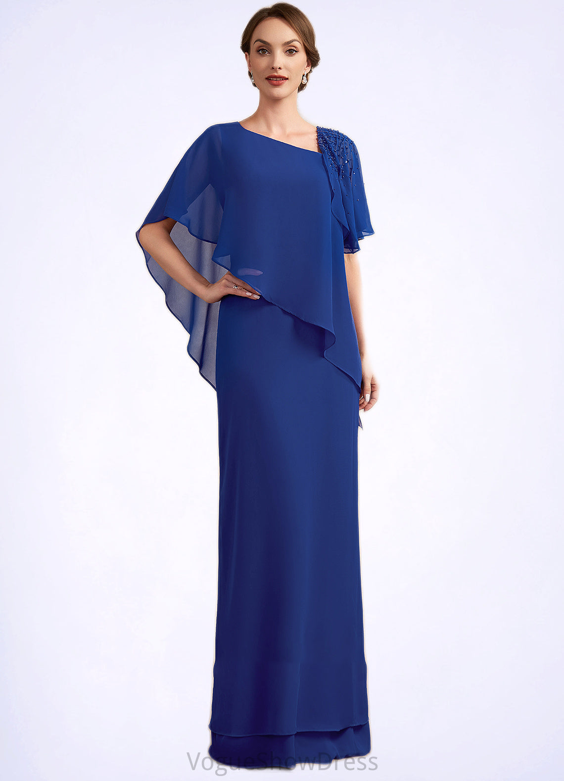 Rhoda A-Line V-neck Floor-Length Chiffon Mother of the Bride Dress With Beading Sequins DL126P0014600