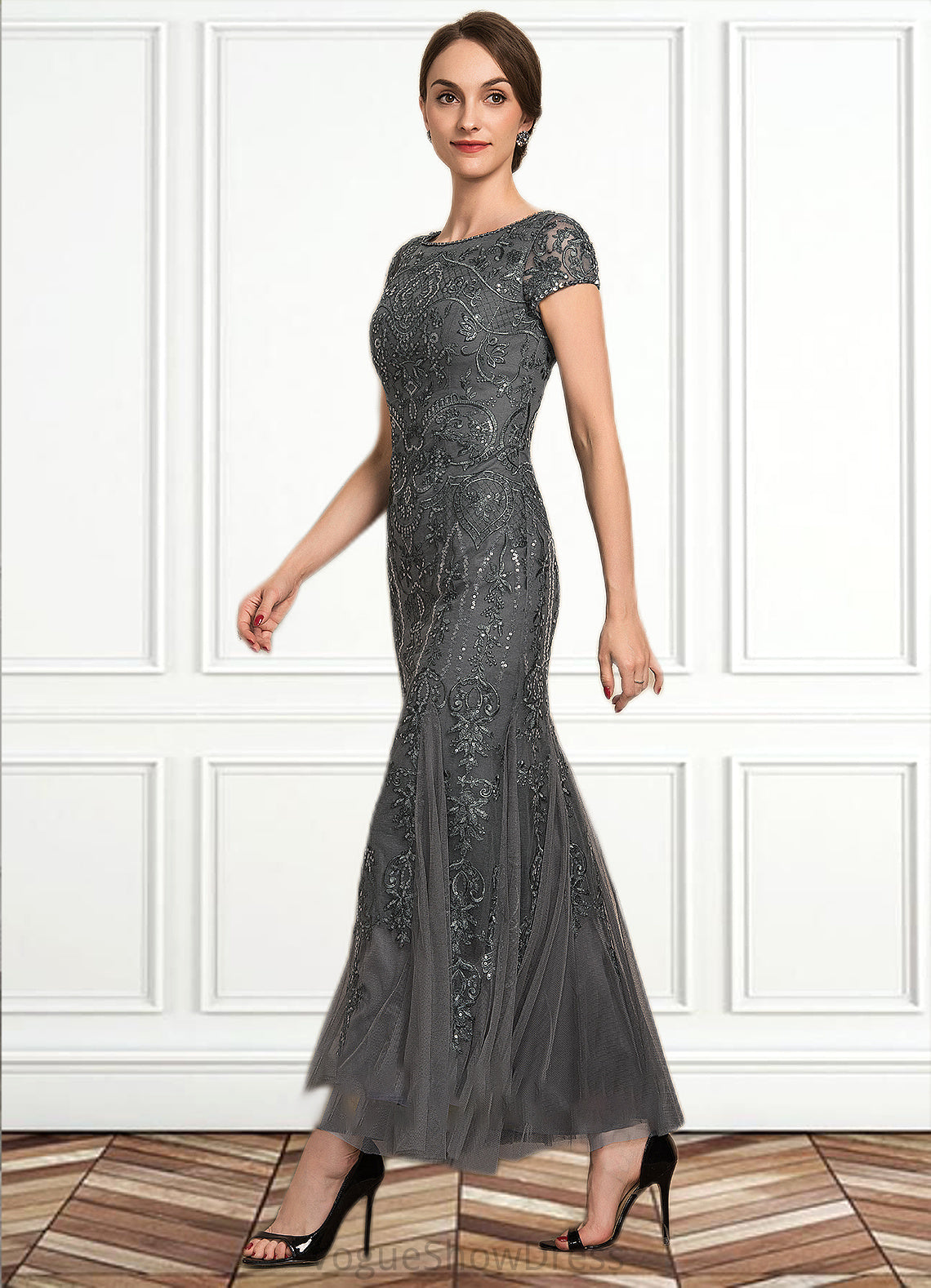 Jane Trumpet/Mermaid Scoop Neck Ankle-Length Tulle Lace Sequined Mother of the Bride Dress With Beading Sequins DL126P0014602