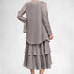 Reagan A-Line Scoop Neck Tea-Length Chiffon Mother of the Bride Dress With Cascading Ruffles DL126P0014603