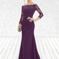 Chasity Trumpet/Mermaid Off-the-Shoulder Sweep Train Chiffon Lace Mother of the Bride Dress With Beading Sequins DL126P0014604