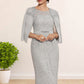 Maggie Sheath/Column Scoop Neck Knee-Length Chiffon Lace Mother of the Bride Dress With Beading DL126P0014605