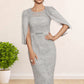 Maggie Sheath/Column Scoop Neck Knee-Length Chiffon Lace Mother of the Bride Dress With Beading DL126P0014605