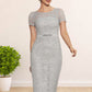 Maggie Sheath/Column Scoop Neck Knee-Length Chiffon Lace Mother of the Bride Dress With Beading DL126P0014605