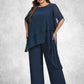 Casey Jumpsuit/Pantsuit Scoop Neck Ankle-Length Chiffon Mother of the Bride Dress DL126P0014607