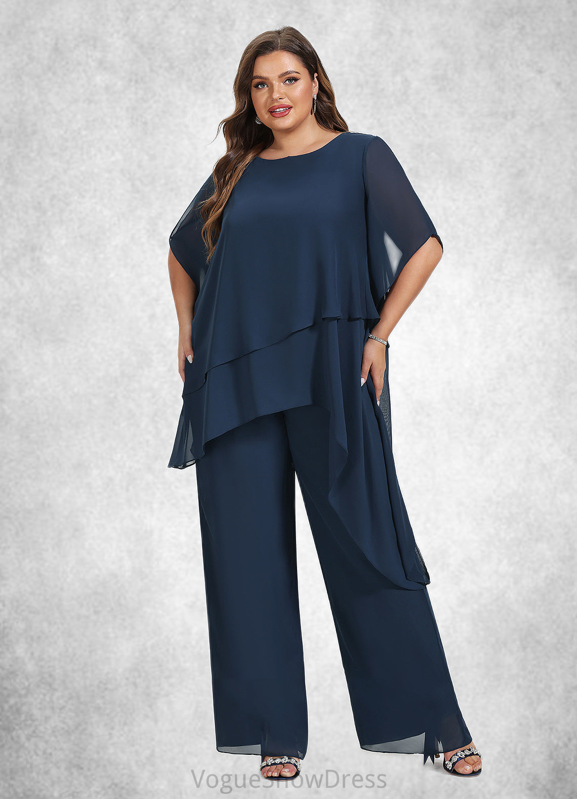 Casey Jumpsuit/Pantsuit Scoop Neck Ankle-Length Chiffon Mother of the Bride Dress DL126P0014607