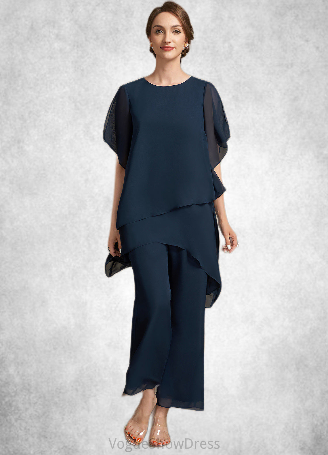 Casey Jumpsuit/Pantsuit Scoop Neck Ankle-Length Chiffon Mother of the Bride Dress DL126P0014607