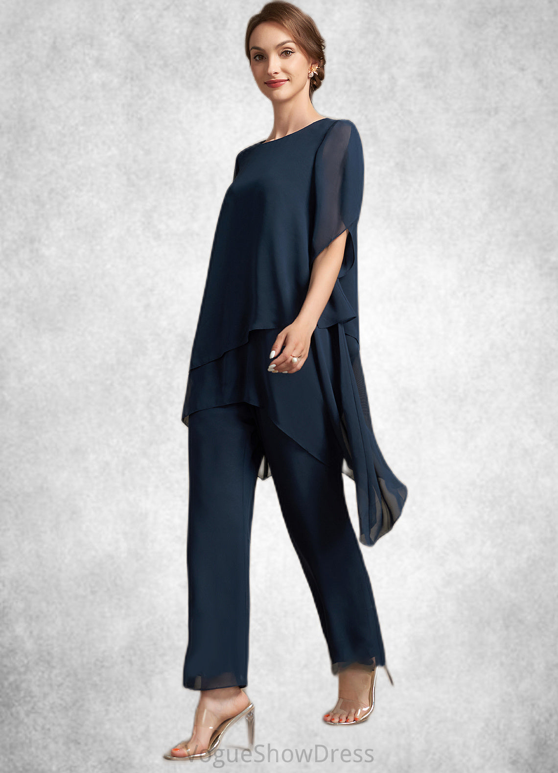 Casey Jumpsuit/Pantsuit Scoop Neck Ankle-Length Chiffon Mother of the Bride Dress DL126P0014607